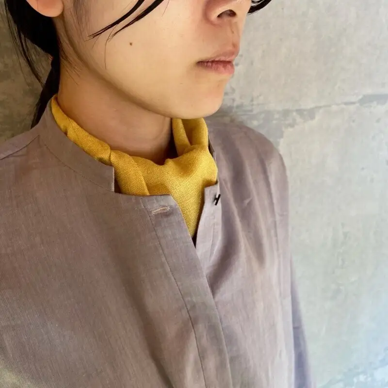 高田城址公園 蓮の葉染 シルクプチストール 手織り シルク
