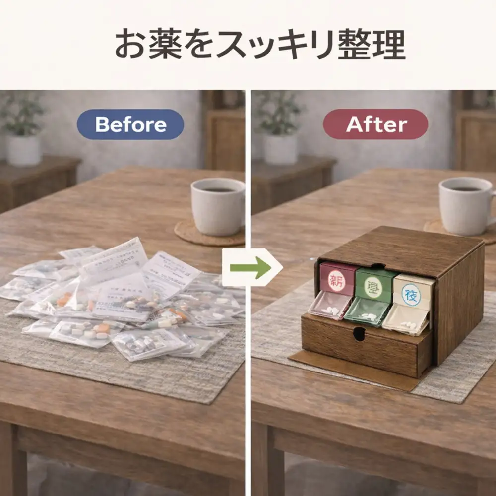 服薬習慣をサポートする「お薬束（おやくそく）」（奥座敷）