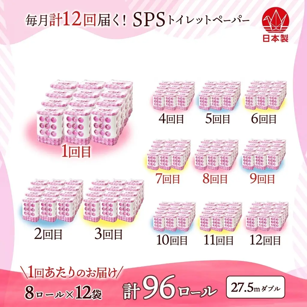 トイレットペーパー ダブル 川一製紙 トイレットペーパー【27.5m 8ロール×12袋 計96ロール】【定期便 12ヵ月】