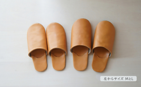 ヌメ革のルームシューズ　M　ベージュ【affordance】[H4572]