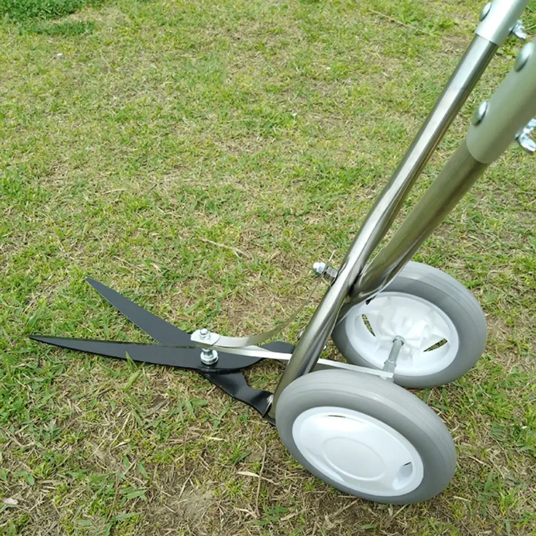 自立できるタイヤ付立ち作業草刈りハサミ 草刈り鋏 ガーデニング タイヤつき 除草 燕三条製 [株式会社オビタス]【040S031】