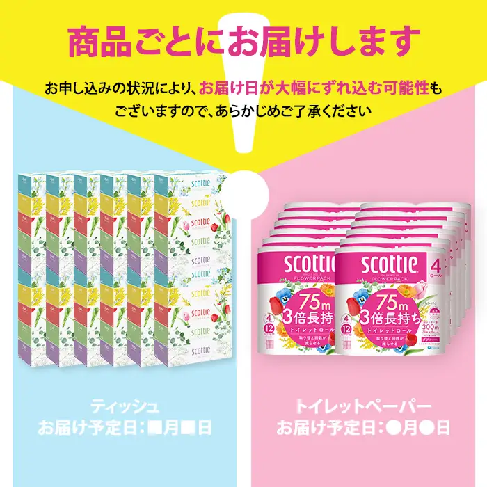 スコッティトイレットロール 48個 + ボックスティッシュ 60箱（トイレットペーパー ティッシュ）