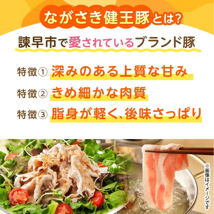 【6回定期便】ながさき健王豚しゃぶしゃぶ用(ロース:400g×2パック・バラ:350g×2パック)　/　豚　豚肉　しゃぶしゃぶ　ロース　バラ　うす切り　/　諫早市　/　長崎県央農業協同組合Aコープ本部 [AHAA016]