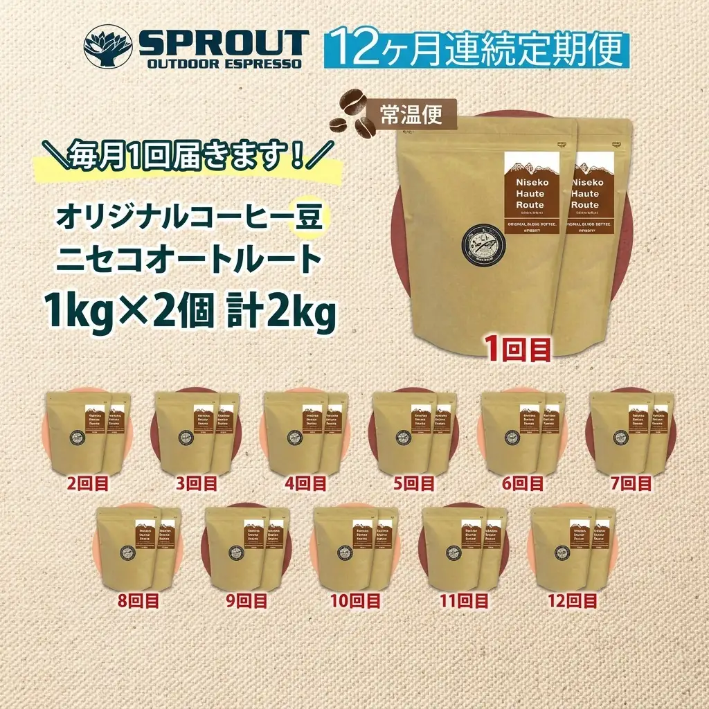 コーヒー豆 自家焙煎 オリジナルブレンド オートルート コーヒー豆【2.0kg 全12回 計24.0kg】【定期便】