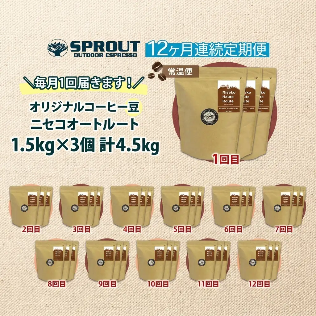 コーヒー豆 自家焙煎 オリジナルブレンド オートルート コーヒー豆【4.5kg 全12回 計54.0kg】【定期便】