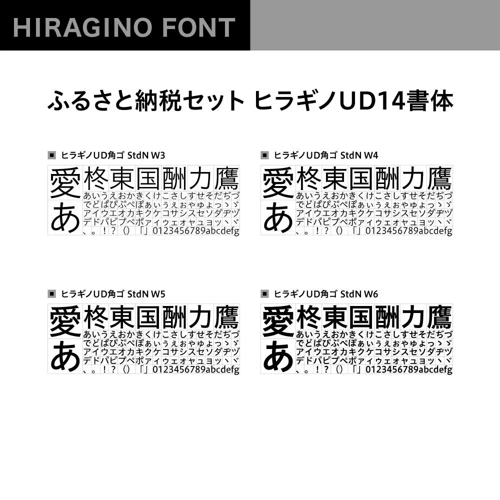 【ヒラギノフォント】ふるさと納税セット ヒラギノUD14書体（ライセンス版）SCREEN