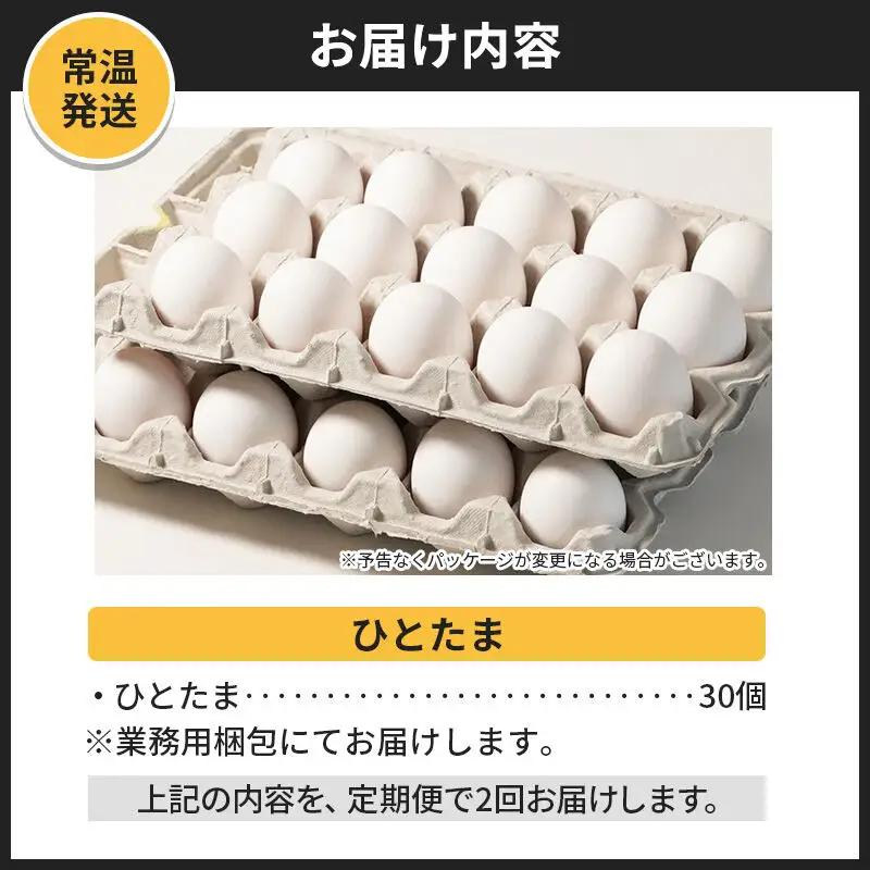 【常温発送】《定期便2ヶ月》ひとたま 30個（業務用）【発送時期が選べる】東海林養鶏場 ひとたま 卵 玉子 たまご タマゴ 2か月 2ヵ月 2カ月 2ケ月 開始時期選べる