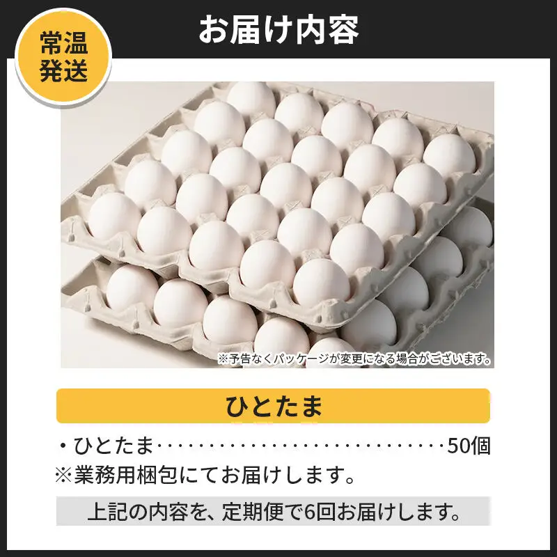 【常温発送】《定期便6ヶ月》ひとたま 50個（業務用）【発送時期が選べる】東海林養鶏場 ひとたま 卵 玉子 たまご タマゴ 6か月 6ヵ月 6カ月 6ケ月 開始時期選べる