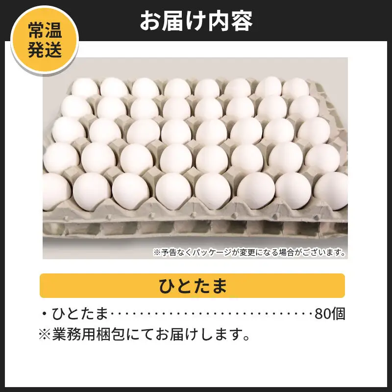 【常温発送】ひとたま 80個（業務用）【発送時期が選べる】東海林養鶏場 ひとたま 卵 玉子 たまご タマゴ  配送時期選べる