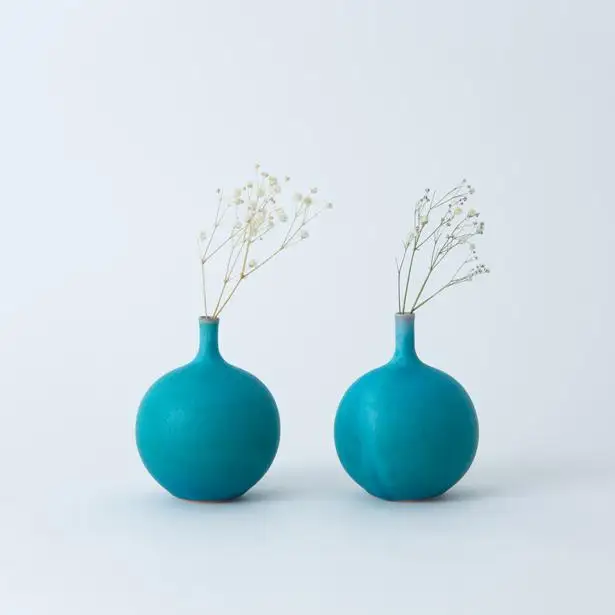 【瑞光窯-ZUIKOU-】フラワーベース＆ドライフラワー No.011 Blue Jasper × カスミソウ｜京都 清水焼 インテリア おしゃれ 人気