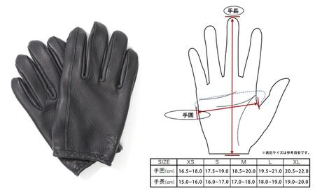 LAMP GLOVES -UTILITY GLOVE SHORTY-(カラー：ブラック／サイズ：M)【革手袋 レザー グローブ 鹿革 メンズ レディース Lamp gloves ランプグローブス ショート ドライビンググローブ バイカー ファッション 手袋 香川県 さぬき市】