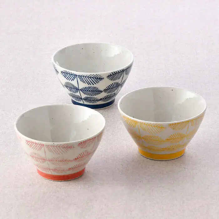 【波佐見焼】カラフル小鉢・お茶碗セット レース柄 木の葉柄 6点【トーエー/堀江陶器】[NB135]