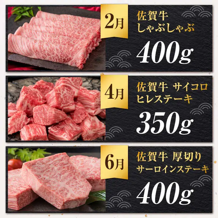 【全6回定期便/偶数月発送】＜10万コース＞特選佐賀牛 月替わりバラエティパック 計2.3kg[FCV007]