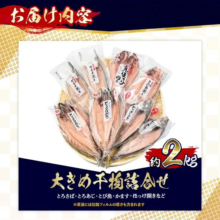 干物 大きめ 約2kg 詰め合わせ 干物【みのだ食品】No.406-A