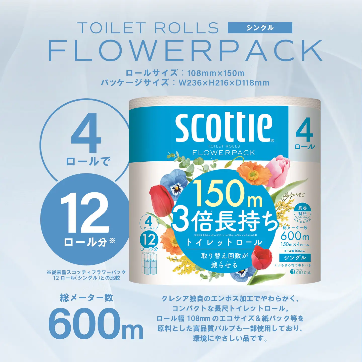 トイレットペーパー シングル 48ロール スコッティ トイレット