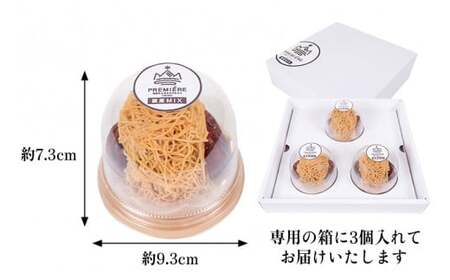 【2025年9月ごろ予約受付再開予定】1mm極細！とろけるモンブラン「地栗もんぶらん プルミエmini(MIX)」×3個　添加物不使用 しまんと地栗 国産栗 和栗 栗スイーツ 渋皮煮 贈りもの ギフト お取り寄せ ケーキ 高知 四万十 四万十ドラマ 御祝 洋菓子 熨斗 御年賀 お歳暮 ／Qdr-232