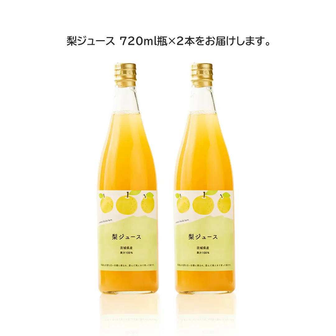 地元農家が作る つくばみらい市産 梨 を使った ジュース 720ml 2本セット 果汁100％ 