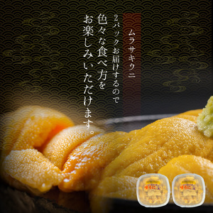 【2027年夏！新岡商店より発送】塩水ムラサキウニ（200g）【銀座の高級寿司店御用達】 塩水ウニ発祥の地 高級ウニ 高級雲丹 高級うに ムラサキウニ 白うに 白ウニ 目利き 北海道産ウニ 余市産ウニ_Y037-0354