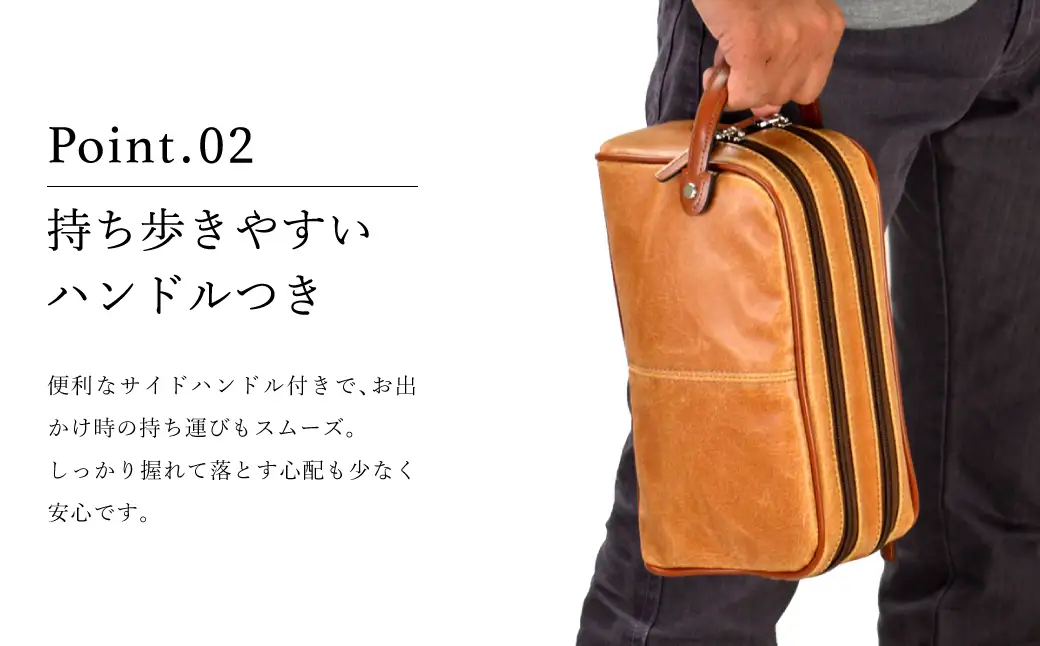 AH ダブルファスナー 手付きポーチ 25815-01 ブラック