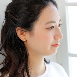 K18 デザイン 地金 ピアス　15134