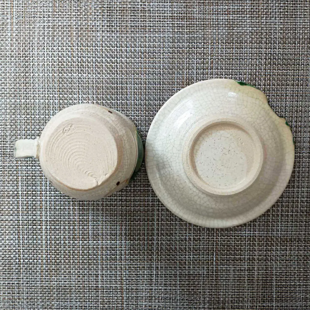 【瀬戸焼】織部アメリカン碗皿 【愛窯工芸社】 / カップ ソーサー ティーカップ 茶器 食器 和食器 / 瀬戸市 [BBAW007]
