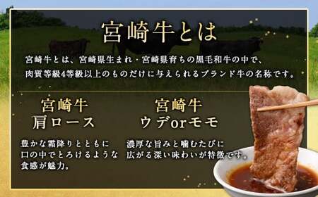 ＜宮崎牛 焼肉 2種 (赤身霜降り)＞入金確認後、翌月末迄に順次出荷【c1194_mc_x2】 計約900g 肩ロース ウデorモモ 新生活応援 卒業祝い 就職祝い 入学 卒業 お花見 引越し