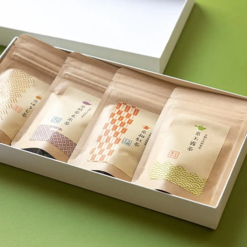 【京都ぎょくろのごえん茶】四種の京茶 飲み比べ白貼箱セット