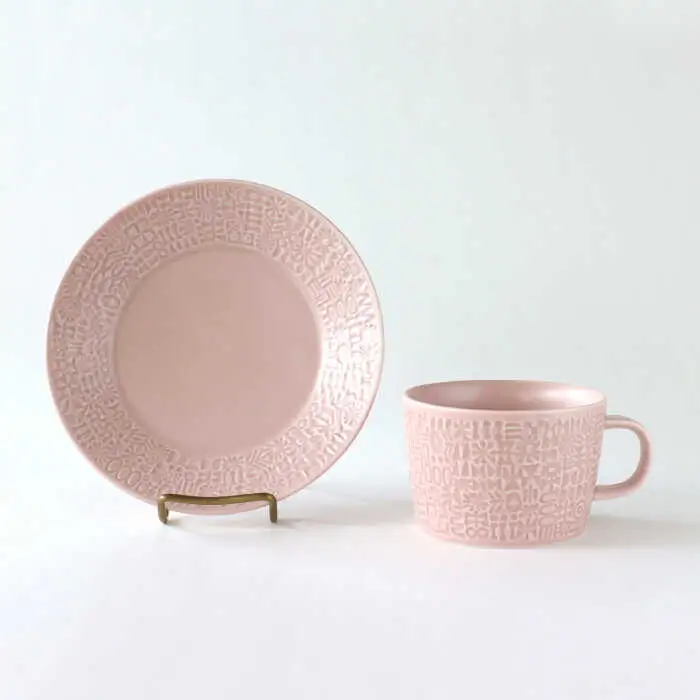 【波佐見焼】PATTERNED PLATE,MUG セット antique rose 【BIRDS’ WORDS】[CF088]