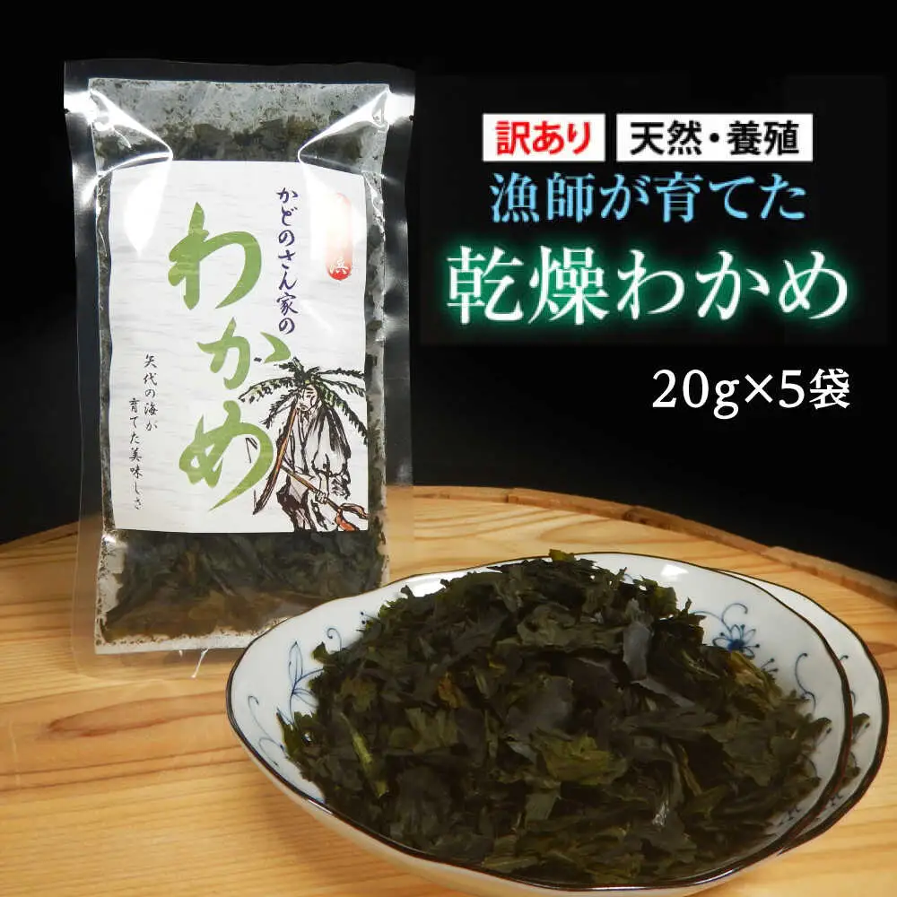 【訳あり】【天然・養殖】漁師が育てた 乾燥わかめ 5袋 小浜市 / 釣り船・民宿かどの [BFBG006]