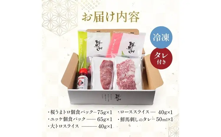 FK7-0344_ 鮮馬刺しスライス4種バラエティーセット 馬刺し 赤身 肉 馬肉