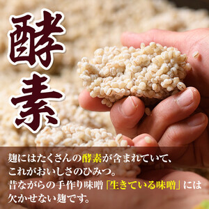 【A73001】＜定期便・全3回(1ヶ月おきにお届け)＞手作りいろは味噌(計6kg・2kg×3回) 鹿児島 国産 味噌 みそ 田舎みそ 田舎味噌 手作り味噌 調味料 はだか麦 定期 隔月【いろは味噌】