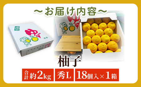 ＜柚子 秀 Lサイズ 18個＞ 約2kg 2000g ゆず 国産 果物 フルーツ 低樹高栽培 おいしい JAひがしうわ 東宇和農業協同組合 愛媛県 西予市【常温】『2025年10月下旬～11月下旬迄に順次出荷予定』UHU0005