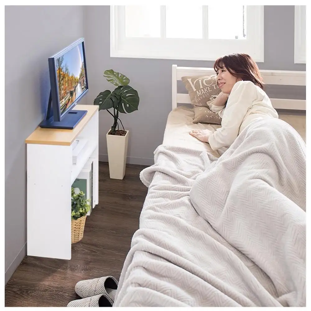 テレビ台 W55 ナチュラル×ホワイト 幅55cm×奥行き19cm×高さ56cm 寝室テレビ台 17インチ 24インチ 薄型 日本製 テレビボード コンパクト 省スペース 小さめ 狭い スリム 国産 AKU101385702