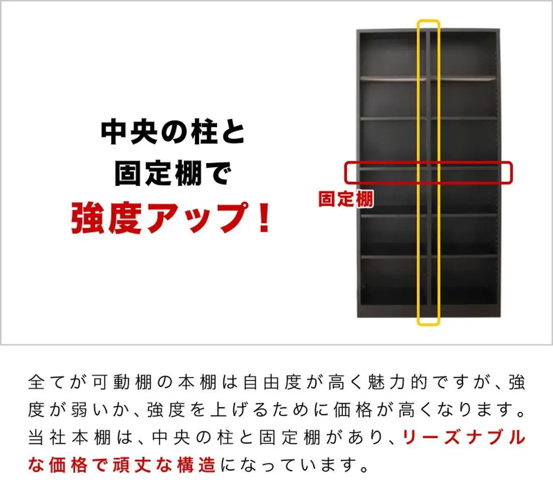 【ブラウン】本棚 幅90cm 高さ180cm 本棚 書棚 シンプル 壁面収納 幅木避け シェルフ9018 aku102343091