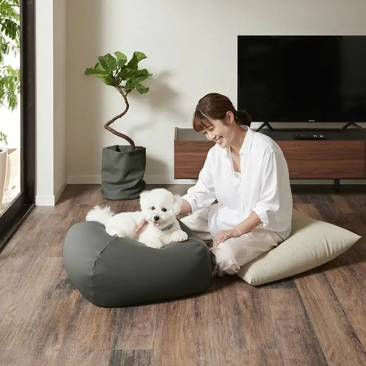 クッション ビーズクッション ハナロロ ペットクッション Mカバー付 60L モカ