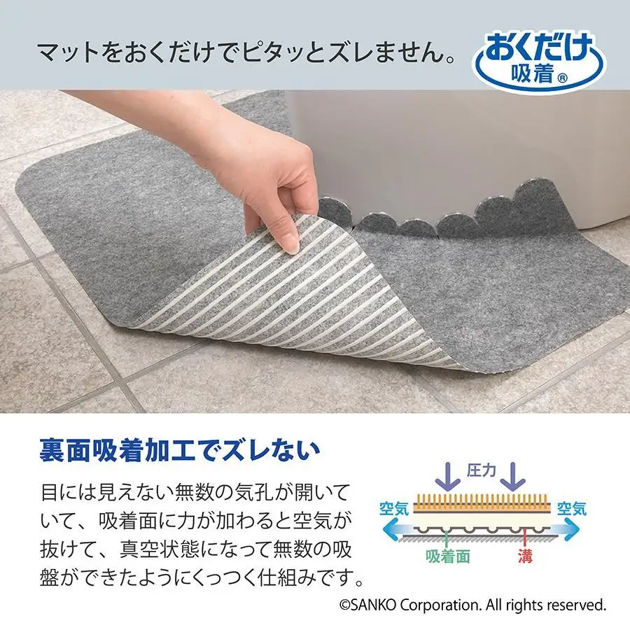 サンコー トイレマット 床汚れ防止マット 5枚組 グレー 使い捨て 介護 おくだけ吸着 KH-16