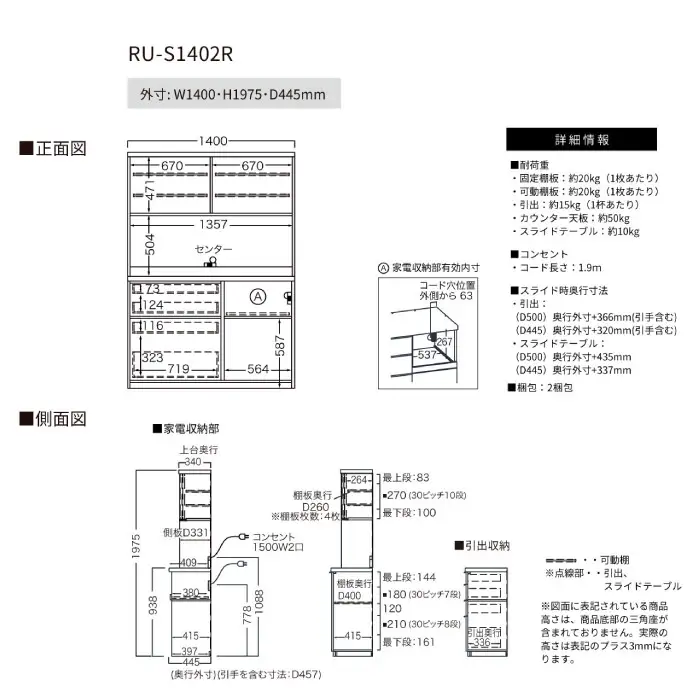 キッチンボードRU-S1402R [No.1014]