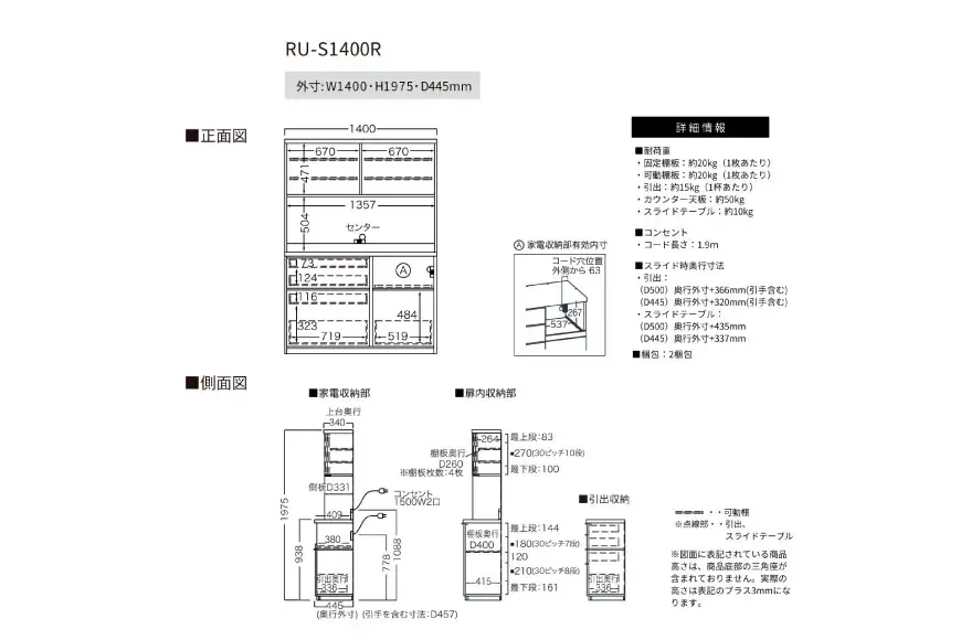 キッチンボードRU-S1400R [No.1018]