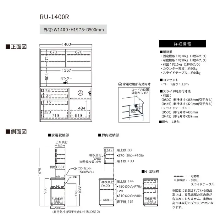 キッチンボードRU-1400R [No.1019]