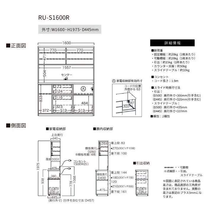 キッチンボードRU-S1600R [No.1020]