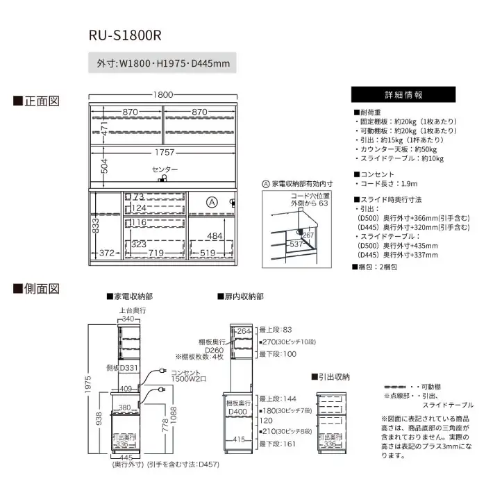 キッチンボードRU-S1800R [No.1024]