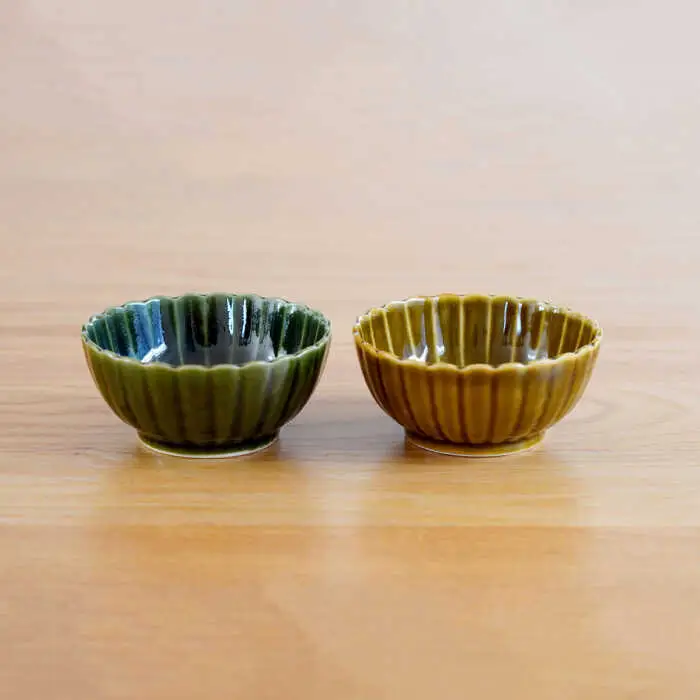 【波佐見焼】花しのぎ 和皿 小付 4点セット 織部・鴬茶 【団陶器】[PB158]