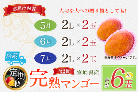 【定期便3回】2027年出荷 2L×2玉マンゴー 完熟マンゴー E219-27