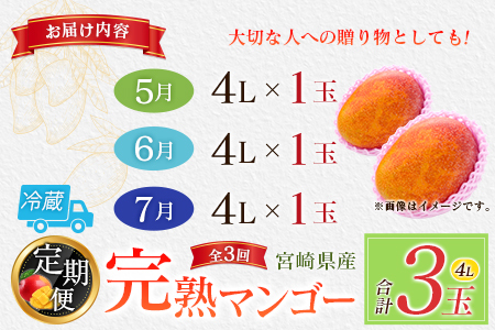 【定期便3回】2027年出荷 4L×1玉マンゴー 完熟マンゴー E220-27