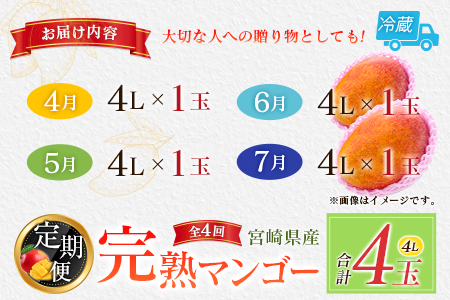 【定期便4回】2027年出荷 4L×1玉マンゴー 完熟マンゴー E221-27