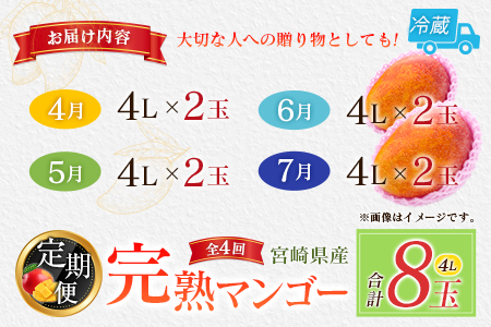 【定期便4回】2027年出荷 4L×2玉マンゴー 完熟マンゴー F144-27