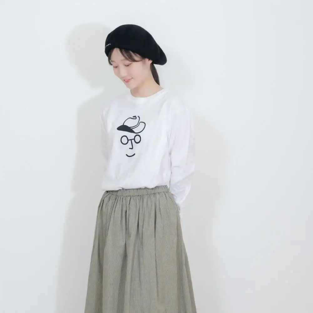 《2》【KEYMEMORY 鎌倉】カウボーイハットイラストロングTシャツ WHITE