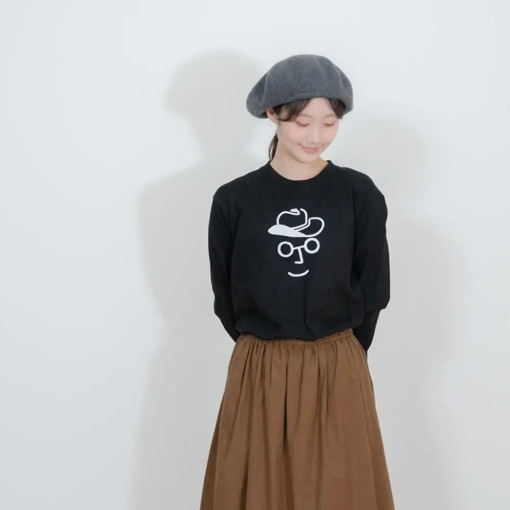 《1》【KEYMEMORY 鎌倉】カウボーイハットイラストロングTシャツ BLACK