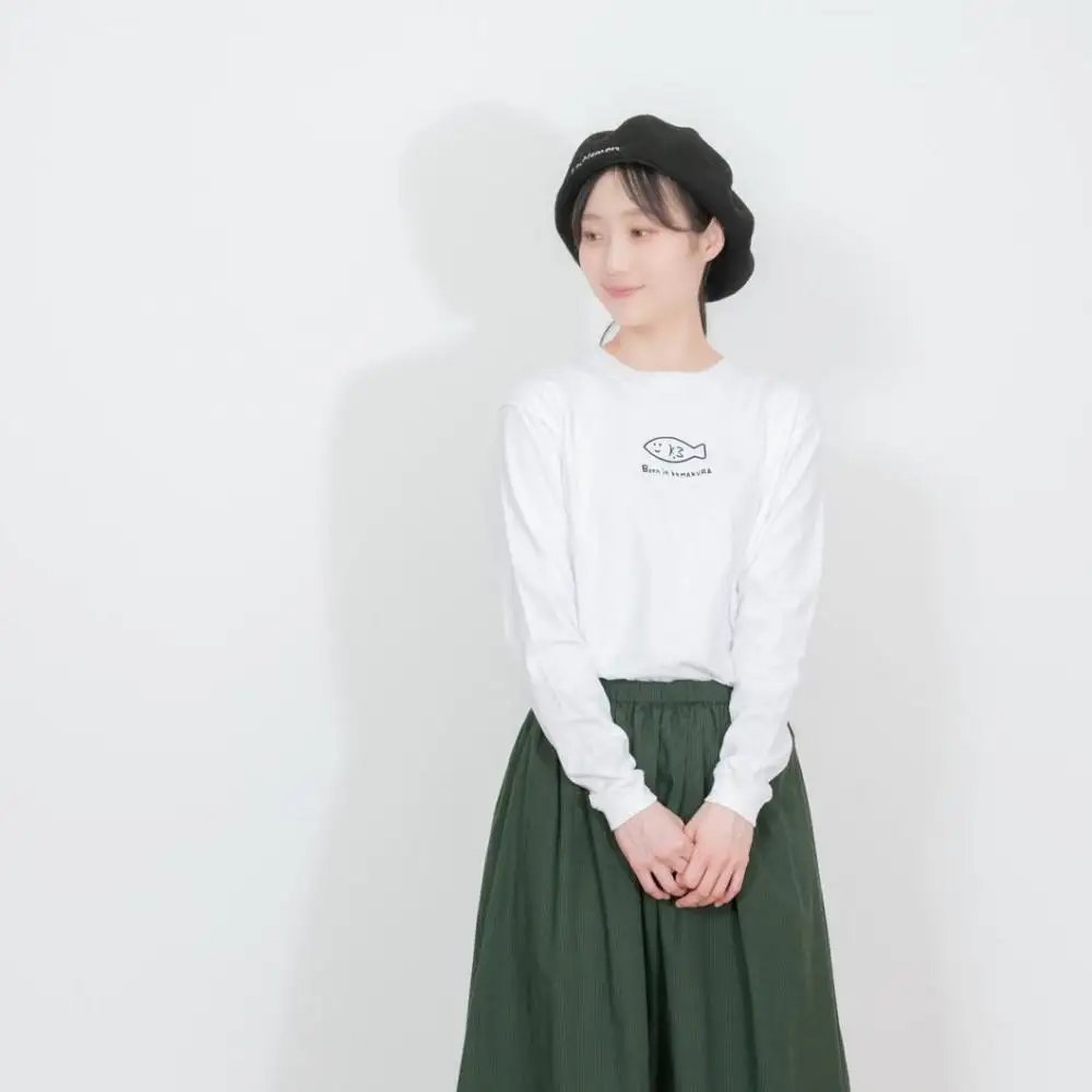 《2》【KEYMEMORY 鎌倉】フィッシュイラストロングTシャツ WHITE