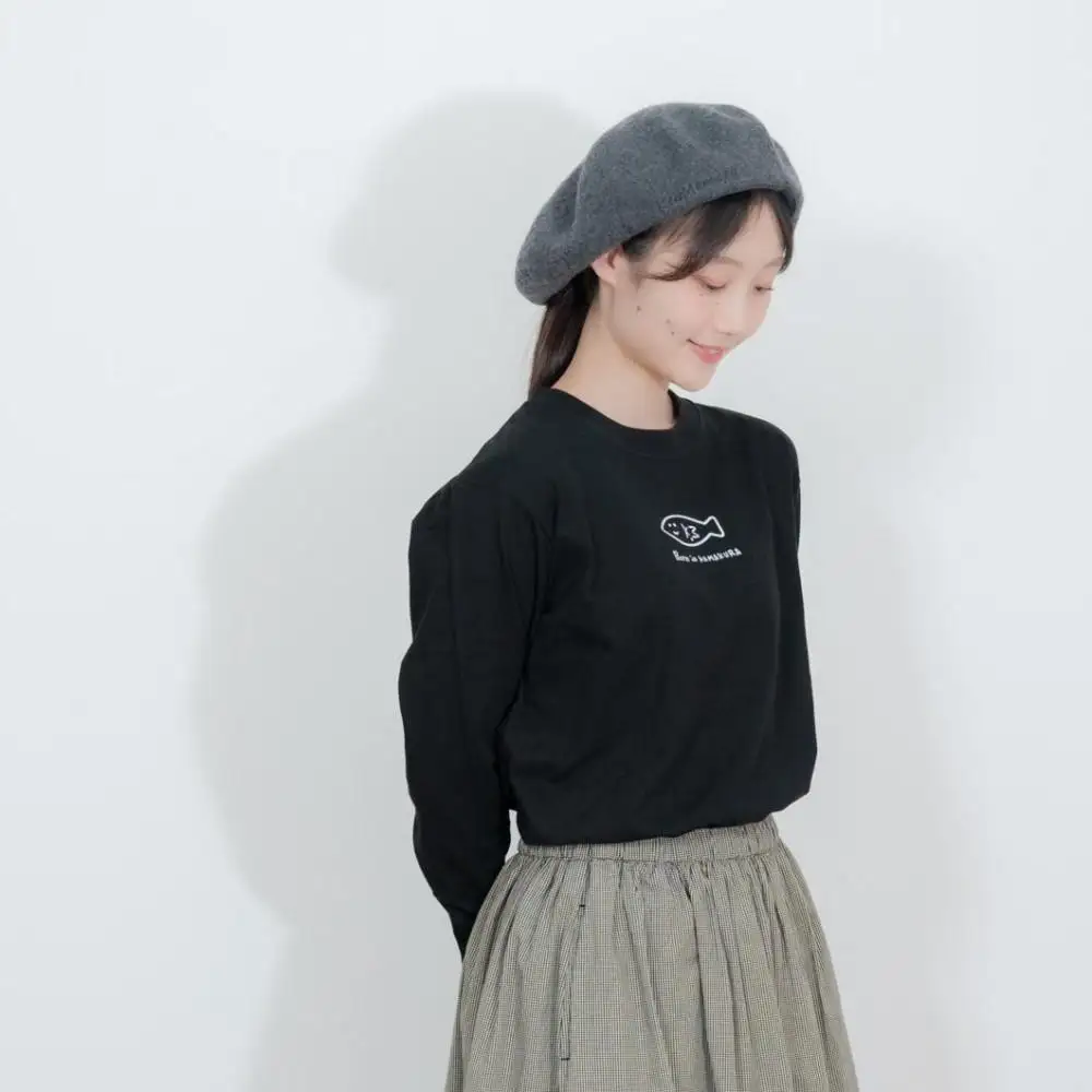 《1》【KEYMEMORY 鎌倉】フィッシュイラストロングTシャツ　BLACK